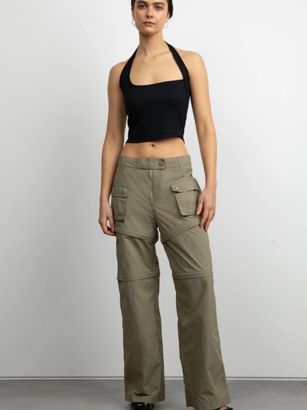 OAK + FORT Olive Green Cargo Utility 3 in 1 zip off Pants - Picture 5 of 6